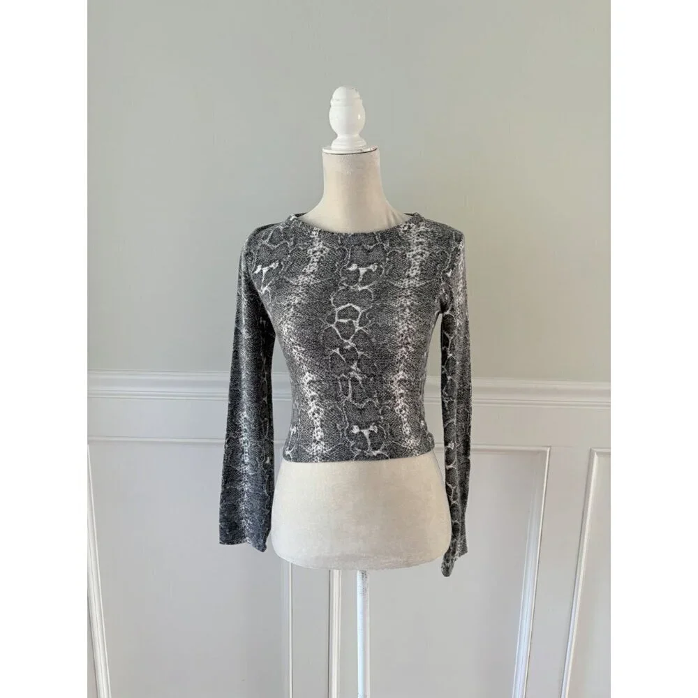 Zara Trafaluc Soft Snakeskin Print Crop Top Size S